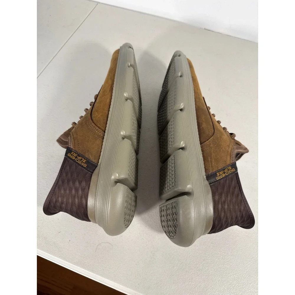 Skechers Hands Free Slip-ins Garza Gervin Brown Leather Oxford Shoes Mens Sz 12